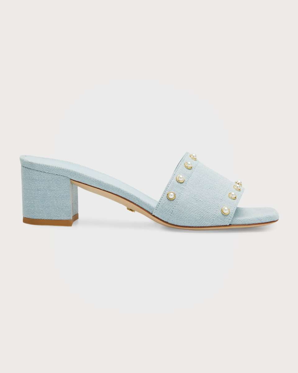 Cayman Pearly Denim Mules